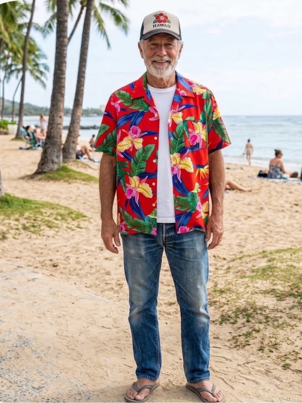 Vibrant Red Tropical Floral Short-Sleeve Button-Down Shirt